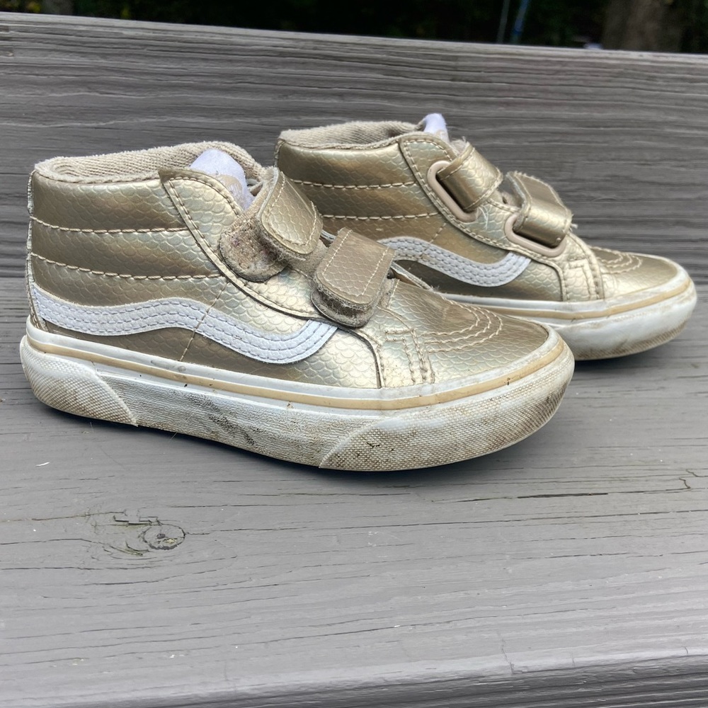 Kids Vans Sk8-mid gold sneaker kids size 11.5, used condition